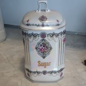 Floral Ceramic Sugar Canister